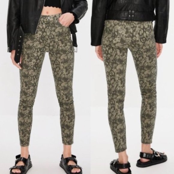 Zara High Rise Skinny Jeans Snakeskin Pattern Size 4 - Picture 1 of 10